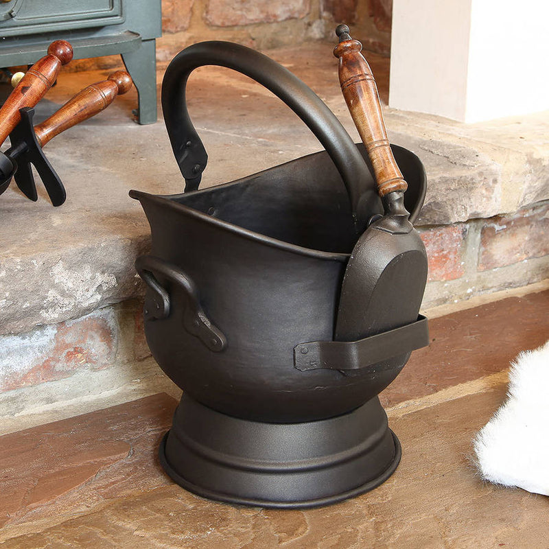 Coal Bucket With Hanging Shovel Black