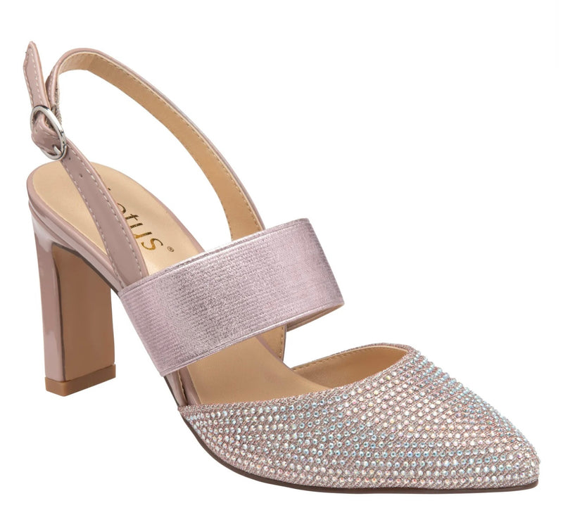 Lotus Womens Joie Slingback Court Shoes - Pink/Diamanté