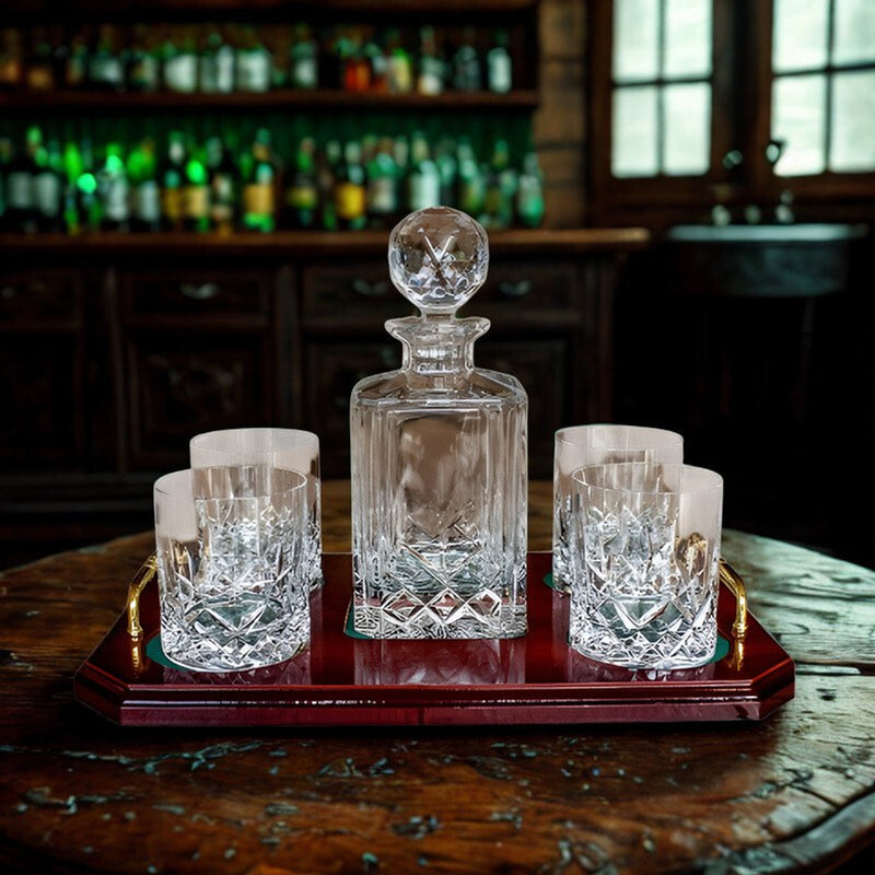Galway Crystal Longford Square Decanter Set