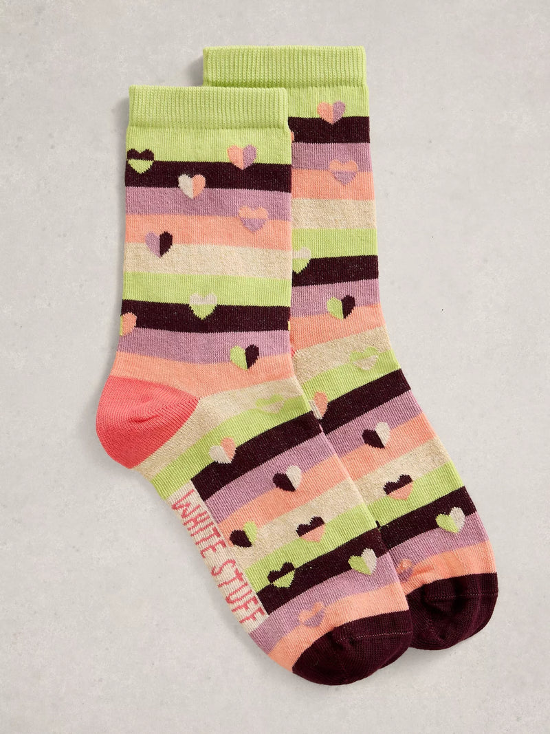 GREEN HEART Pattern Ankle Sock WOMENS