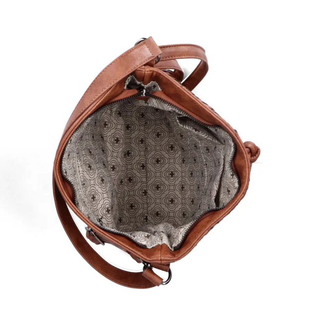 Rieker Ladies Handbag H1514-22 Tan Weave Cross Body Bag
