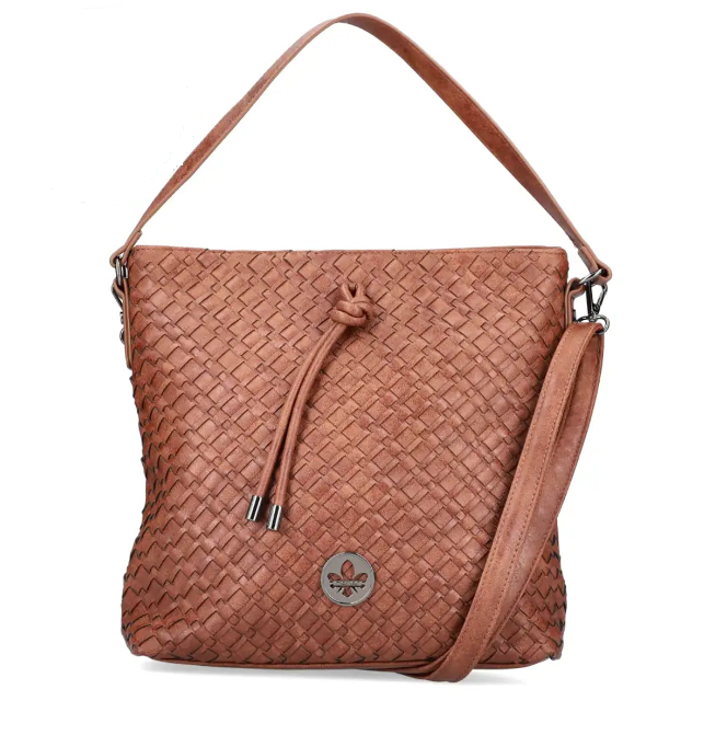 Rieker Ladies Handbag H1514-22 Tan Weave Cross Body Bag