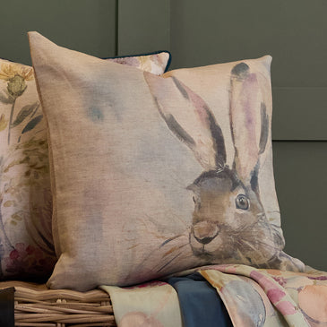 Voyage Maison Harriet Hare Printed Cushion Natural 50x50cm