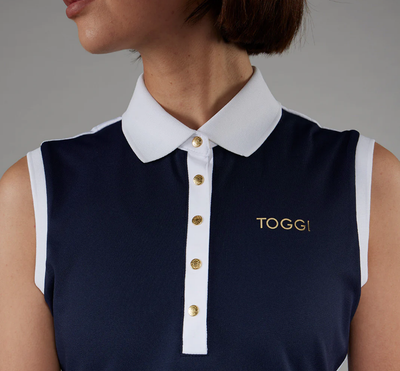 Toggi Ladies Sleeveless Polo Shirt Haymarket in Midnight Navy White