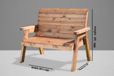 Charles Taylor 2 Seater Wooden Garden Bench Hand Made Traditional
