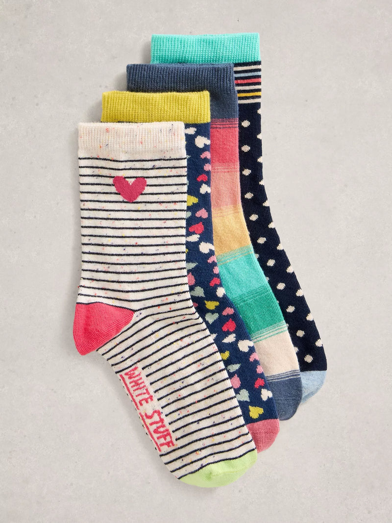 4PK Heart Stripe Ankle Socks WOMENS