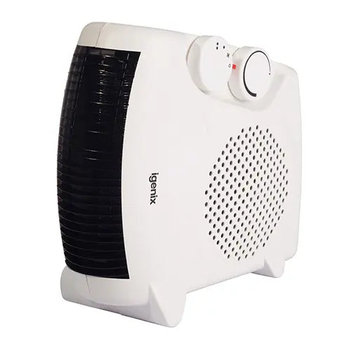 Fan Heater, 2 Heat Settings, 2000W, Flat/Upright, White – IG9010