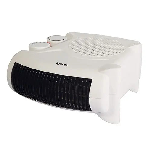 Fan Heater, 2 Heat Settings, 2000W, Flat/Upright, White – IG9010
