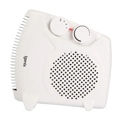 Fan Heater, 2 Heat Settings, 2000W, Flat/Upright, White – IG9010