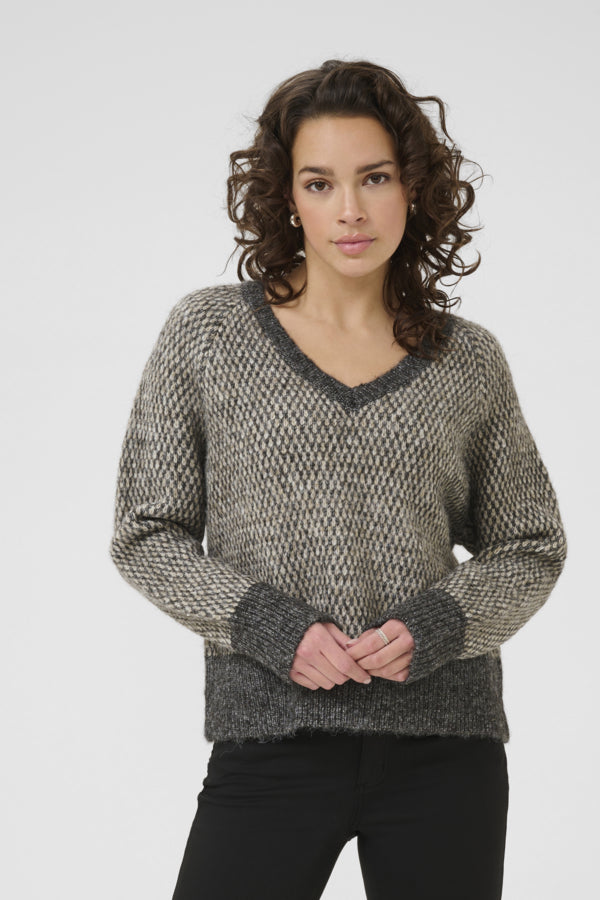 Kaffe Women’s KAmelinda Pullover in Dark Grey/ Feather Gray