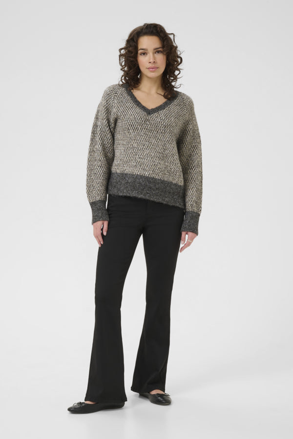 Kaffe Women’s KAmelinda Pullover in Dark Grey/ Feather Gray