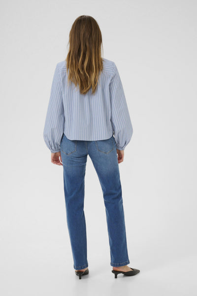 Kaffe Women’s KAmillina Blouse in Windward Blue Melange Stripe