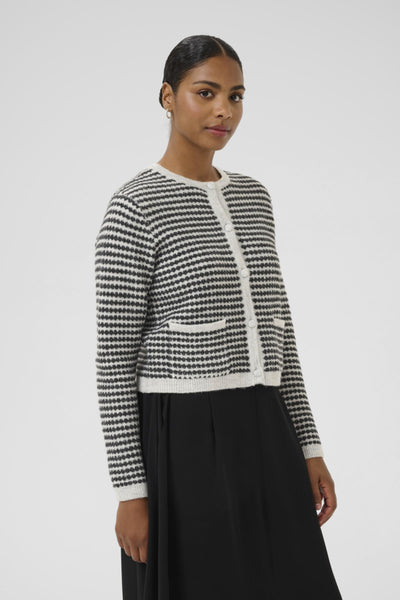 Kaffe Women’s KAellery Knit Cardigan in Light Grey M/Black Structure