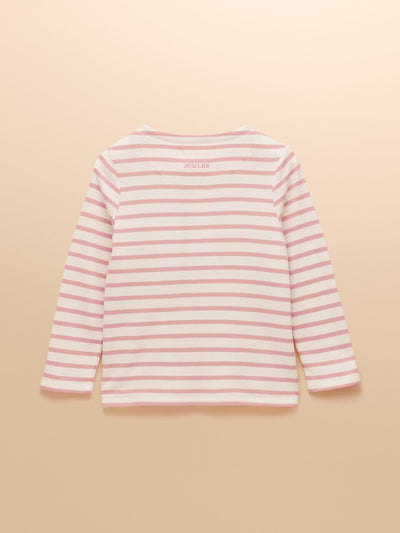 Joules Girls Harbour Pink & Cream Stripe Long Sleeve