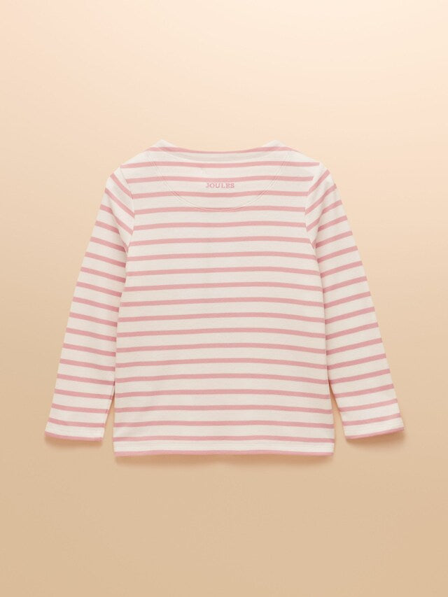 Joules Girls Harbour Pink & Cream Stripe Long Sleeve