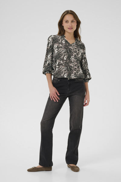 Kaffe Women’s Kalinda Amber Blouse in Black/ Grey Abstract