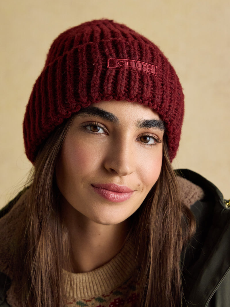 Joules Women’s Rosa Berry Red Beanie Hat