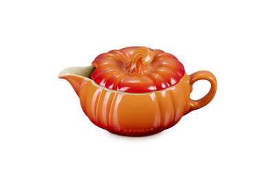 Le Creuset Stoneware Pumpkin Gravy Boat Jug with Lid in Wild Flame -400mls