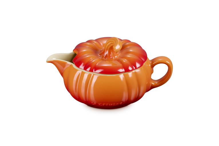 Le Creuset Stoneware Pumpkin Gravy Boat Jug with Lid in Wild Flame -400mls