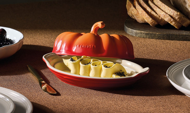 Le Creuset Stoneware Pumpkin Butter Dish in Volcanic Flame