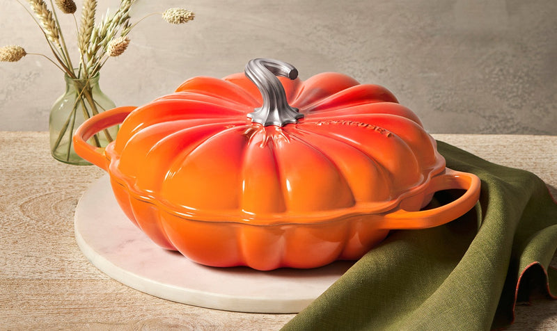 Le Creuset Cast Iron Pumpkin Shallow Casserole in Volcanic Flame-28cms
