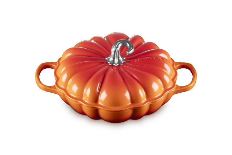 Le Creuset Cast Iron Pumpkin Shallow Casserole in Volcanic Flame-28cms