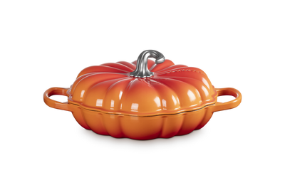 Le Creuset Cast Iron Pumpkin Shallow Casserole in Volcanic Flame-28cms