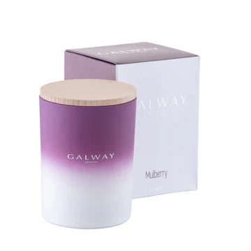 Galway Crystal Mulberry Wooden Lid Jar Candle Large- GCD25