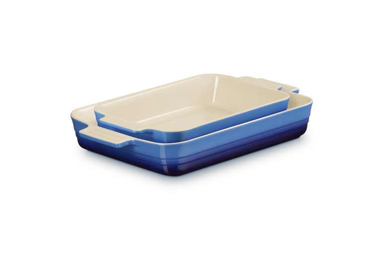 Le Creuset Stoneware Set of 2 Classic Rectangular Dishes (25-32cm) in Azure Blue