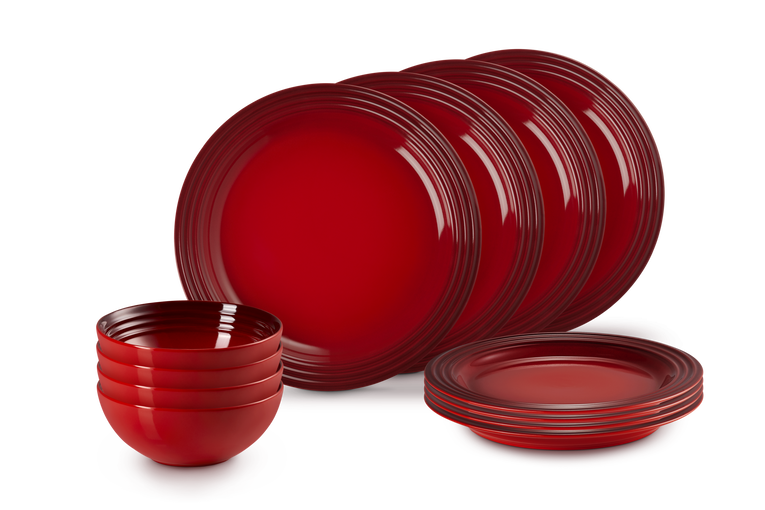 Le Creuset Stoneware 12-piece Dinnerware Set in Cerise 🚨 ( Black Friday Deal) 🚨
