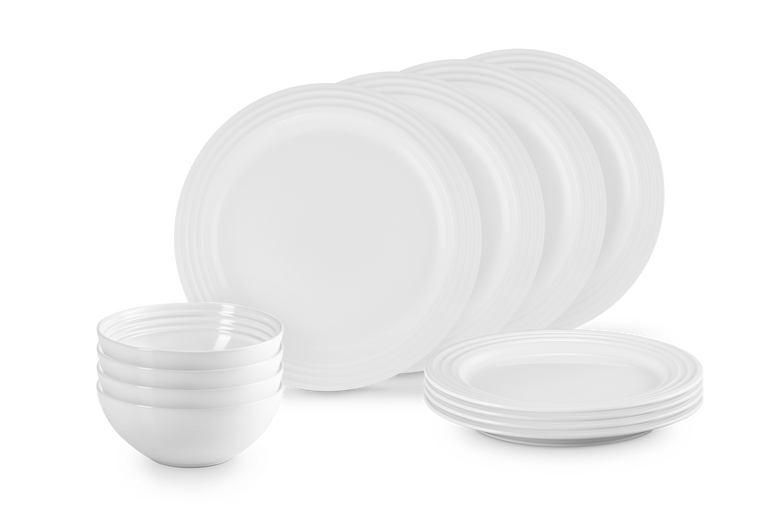 Le Creuset Stoneware 12-piece Dinnerware Set in White 🚨 ( Black Friday Deal)🚨