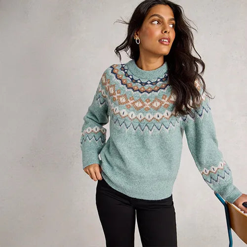 White Stuff Women’s Arctic Fairisle Jumper in Blue Multi