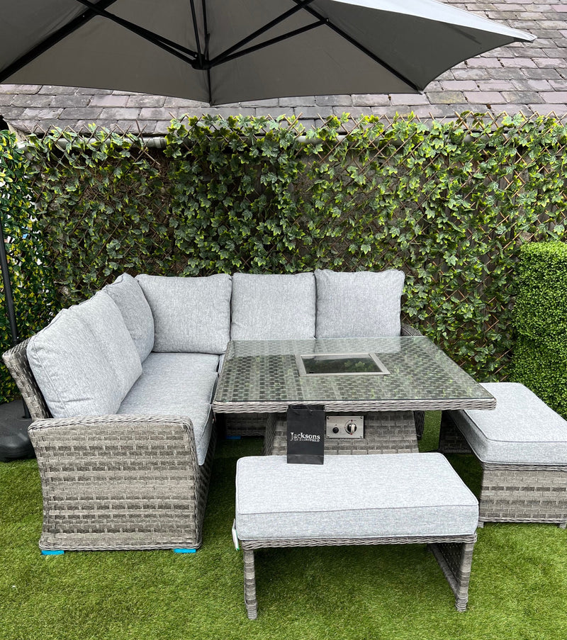 BUNDLE DEAL! Santorini Fire Pit Corner Sofa Set and Hartman Premium Como 3m x 3m Pergola