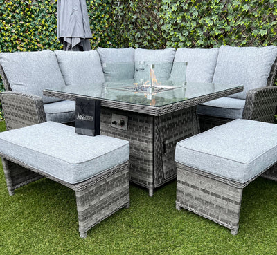 BUNDLE DEAL! Santorini Fire Pit Corner Sofa Set and Hartman Premium Como 3m x 3m Pergola