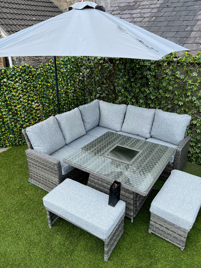 BUNDLE DEAL! Santorini Fire Pit Corner Sofa Set and Hartman Premium Como 3m x 3m Pergola