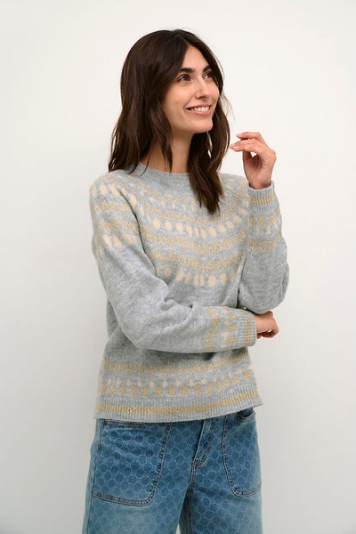 Culture Womens CUthurid Knitted Sweater - Light Grey Melange thurid