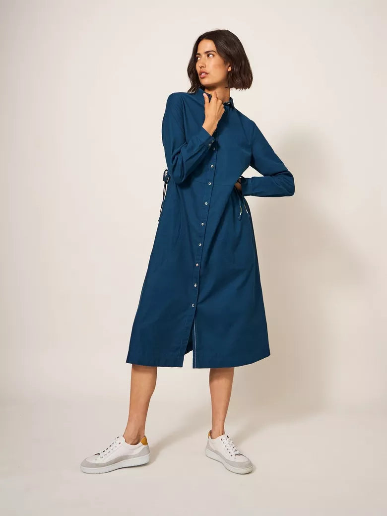 White Stuff Jade Cord Shirt Dress- DK Teal