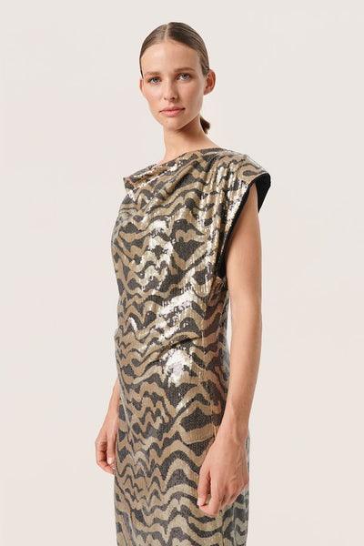 Soaked In Luxury Women’s SLSusie Dress- Golden Animal Sequins