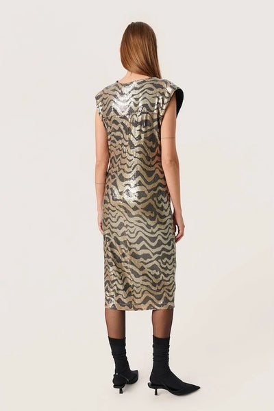 Soaked In Luxury Women’s SLSusie Dress- Golden Animal Sequins