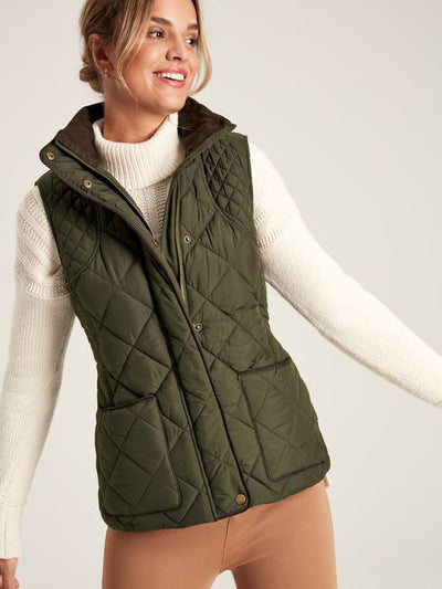 Joules Women’s Thornley Green Showerproof Quilted Gilet