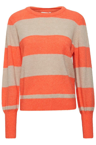 Ichi Womens IHDUSTY LS11 Pullover in Hot Coral, Dusty