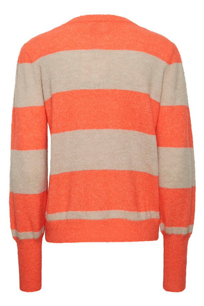 Ichi Womens IHDUSTY LS11 Pullover in Hot Coral, Dusty