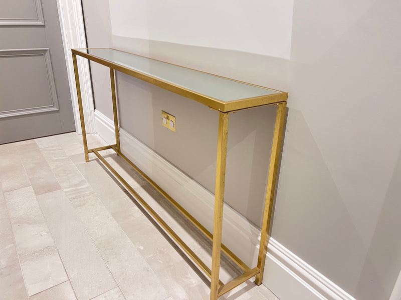 Gold Slim Mirror Top Console Table