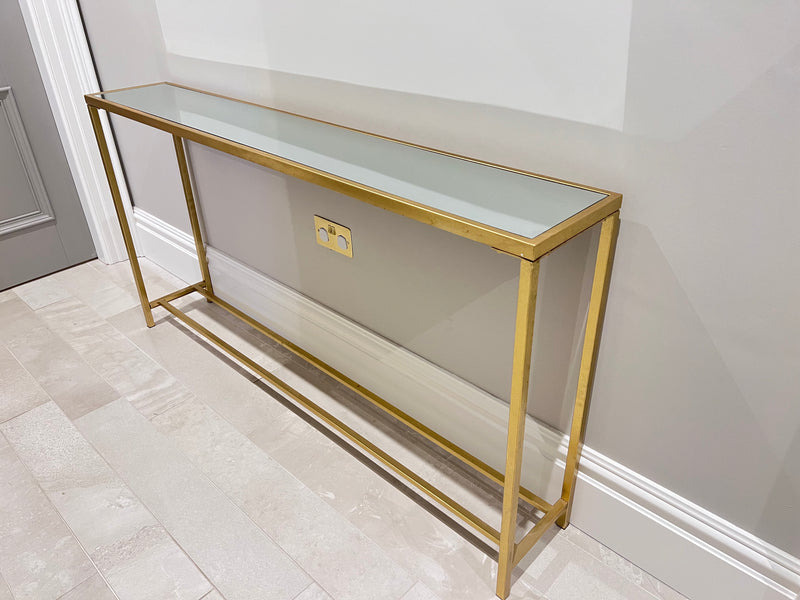 Gold Slim Mirror Top Console Table