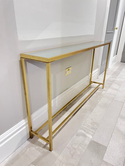 Gold Slim Mirror Top Console Table