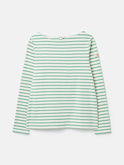 Joules Women’s New Harbour Green/White Striped Boat Neck Breton Top