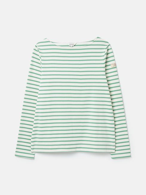 Joules Women’s New Harbour Green/White Striped Boat Neck Breton Top