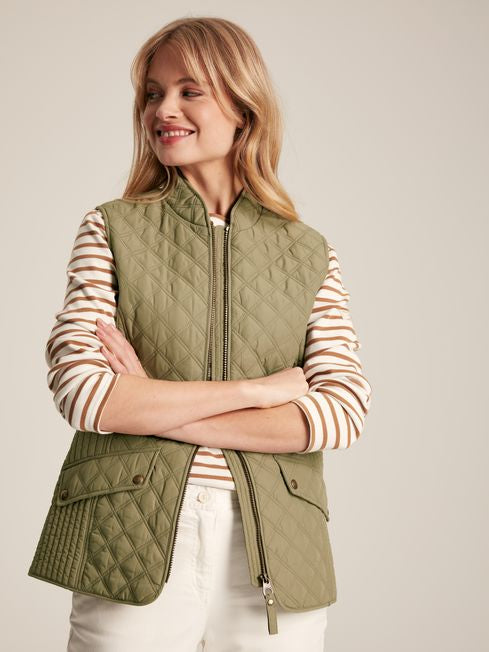 Joules Women’s Minx Green Showerproof Diamond Quilted Gilet