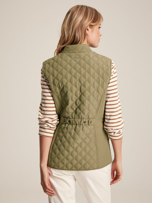 Joules Women’s Minx Green Showerproof Diamond Quilted Gilet