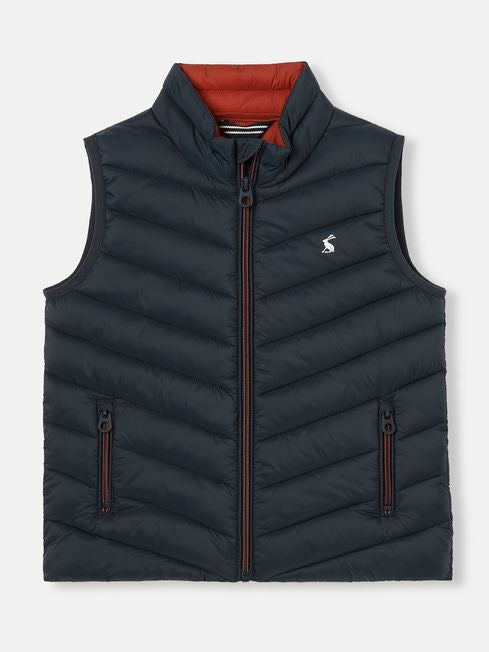 Joules Boys Crofton Navy Blue Packable Padded Gilet